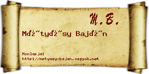 Mátyásy Baján névjegykártya